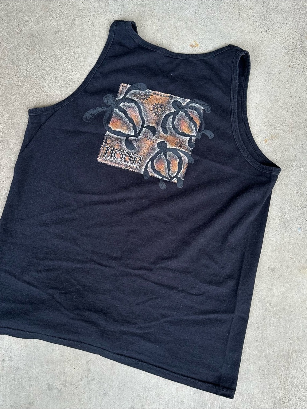 Men’s Hawaiian Legends Honu Black Tank Top with Turtle Graphic y2k
